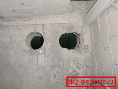 Otvor vpravo je vyrobený s korunou, vľavo - s diamantom. Otvor vpravo je vyrobený s korunou, vľavo - s diamantom.