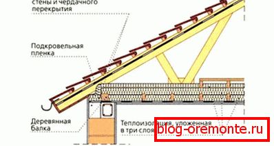 Ohreje stropu s pilinami v súkromnom dome