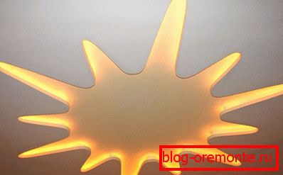 Podsvietené sadrokartónové slnko Podsvietené sadrokartónové slnko